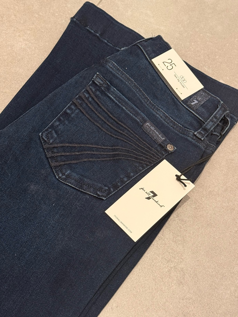 7 For All Mankind Dojo Jeans- Dark Indigo Wide Leg Jeans